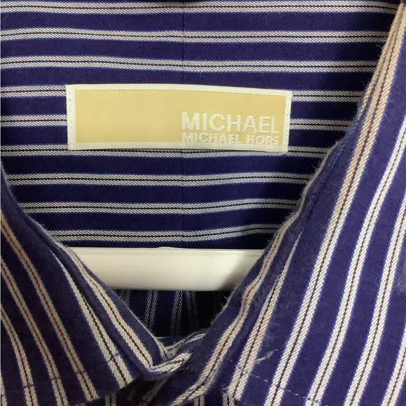 Michael Kors button up shirt Blue and white striped Men’s 18.5 34/35 Big EUC. - Picture 6 of 13